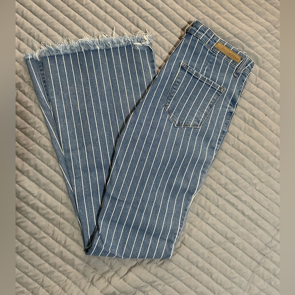 Cello striped flare jeans